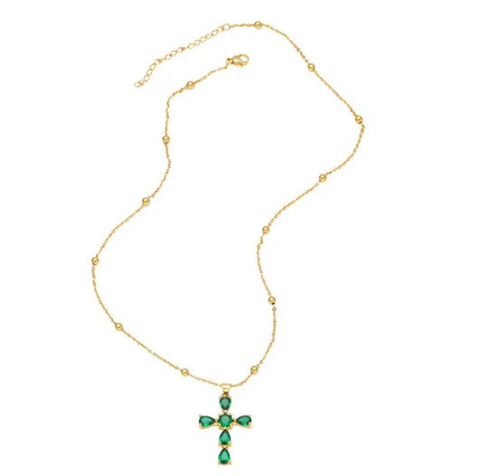 Emerald Cross Necklace