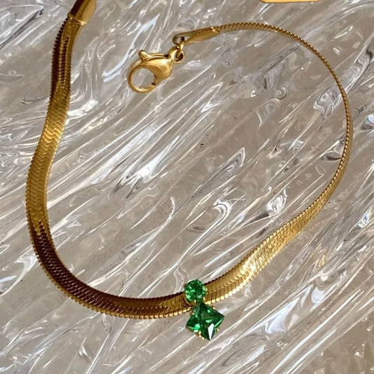 Square Gem Snake Necklace