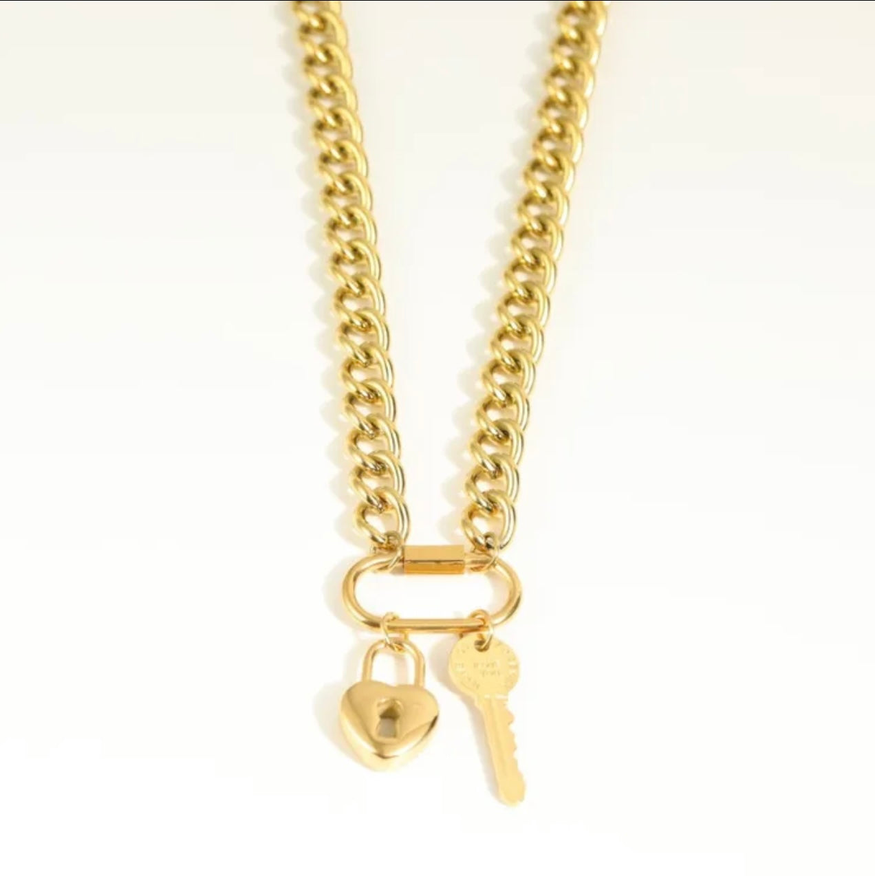 Lock Key Heart Pendant Necklace