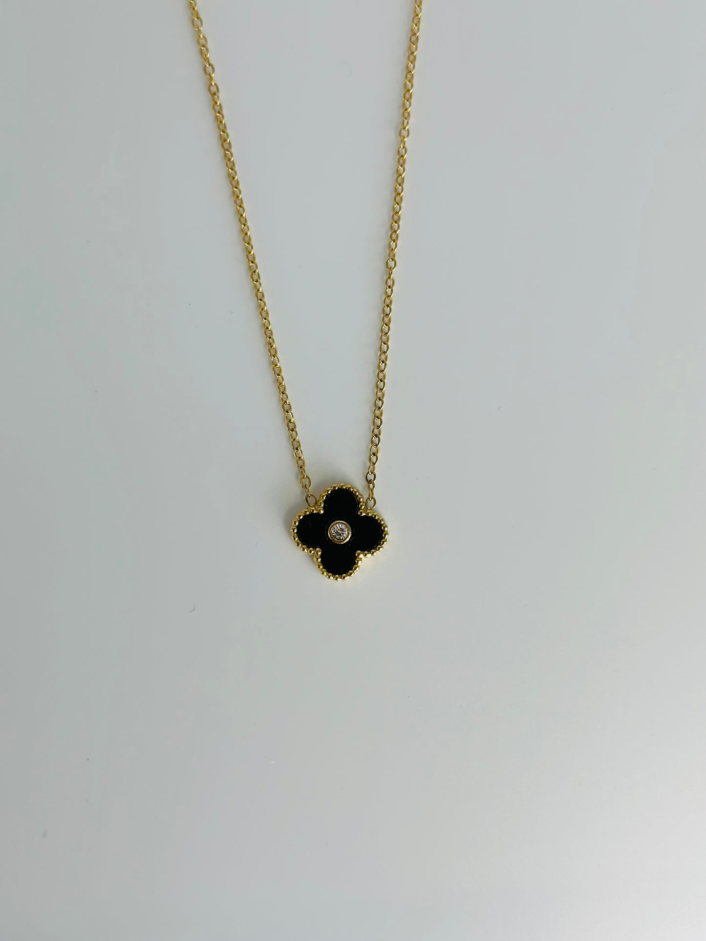 Black Four Leaf Clover Necklace