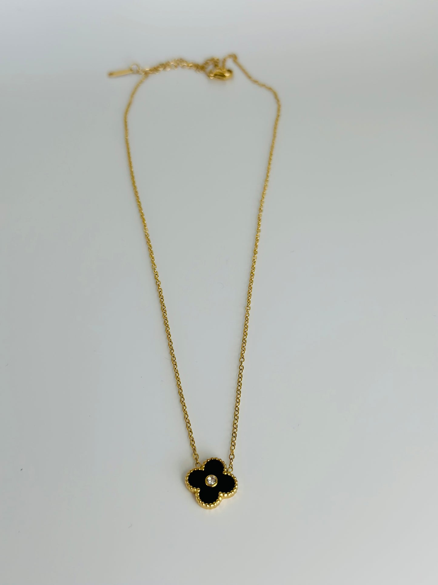 Black Four Leaf Clover Necklace