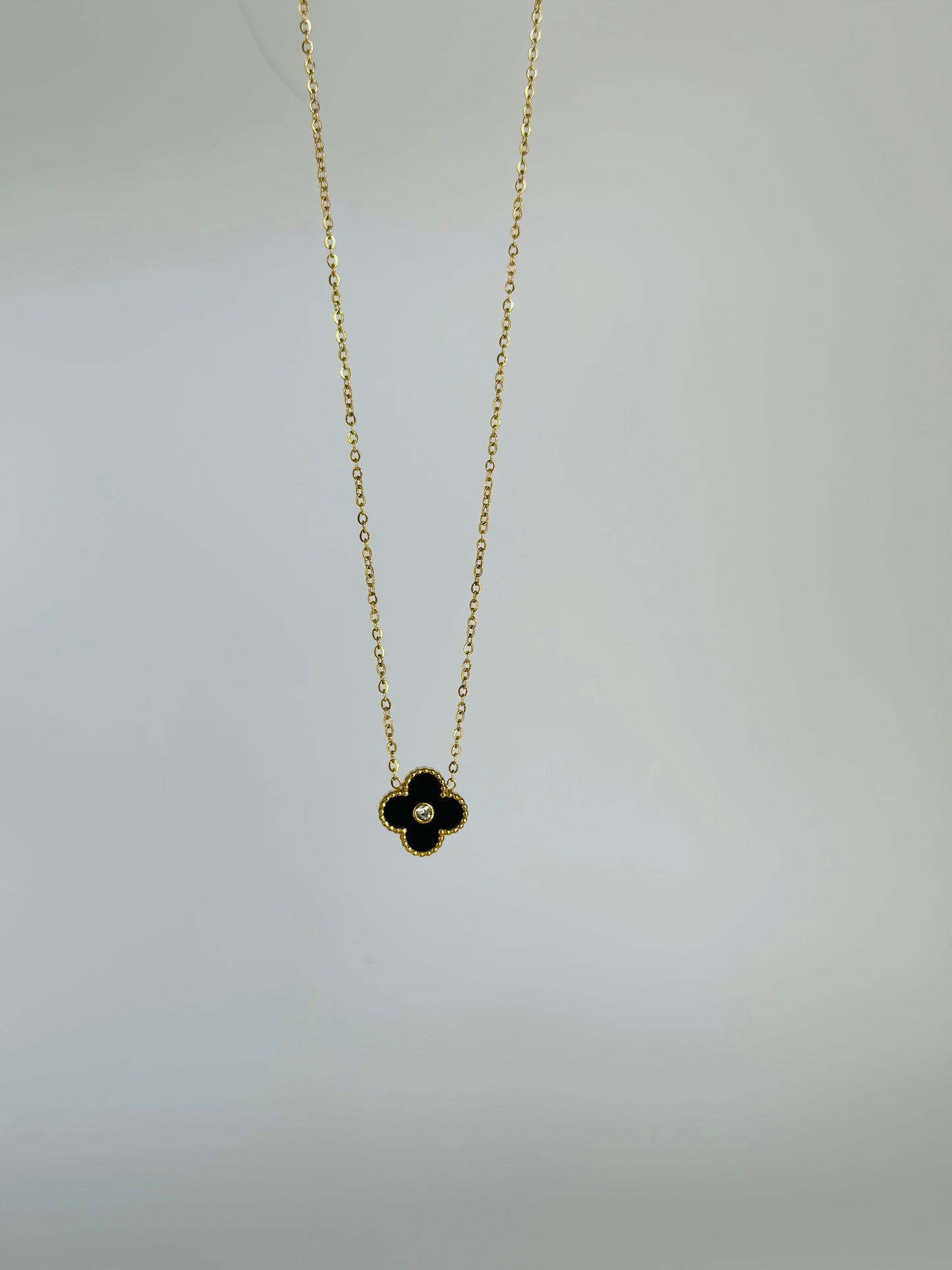 Black Four Leaf Clover Necklace