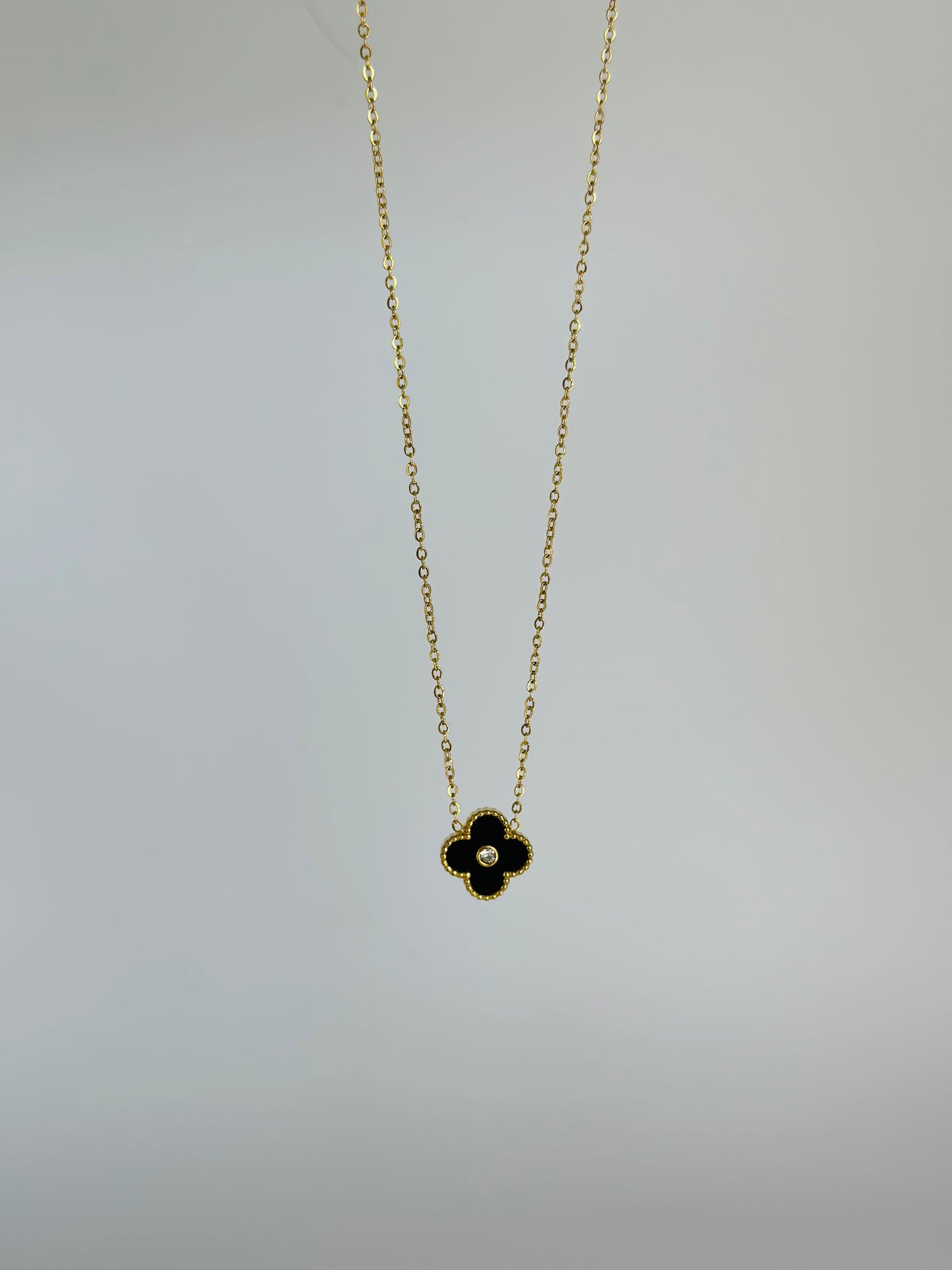 Black Four Leaf Clover Necklace