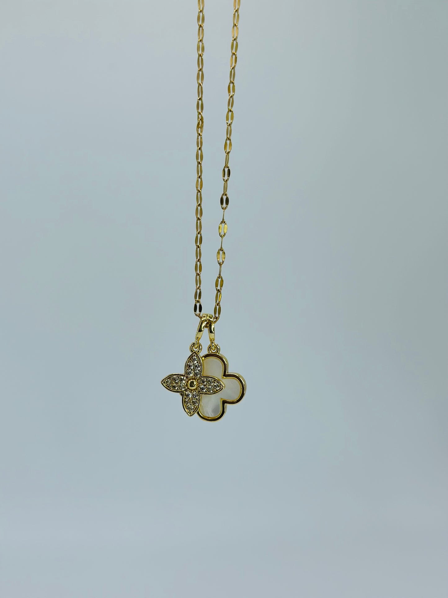 Double Clover Gem Necklace