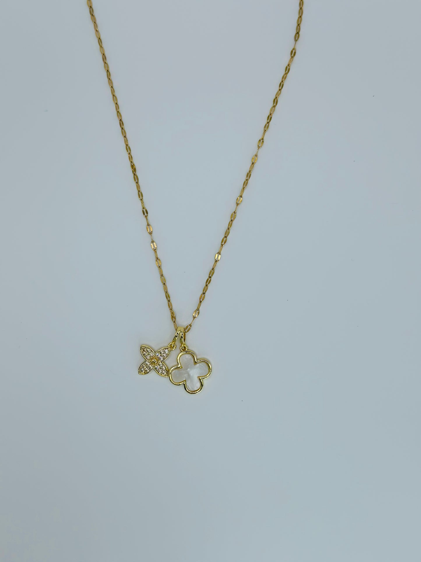 Double Clover Gem Necklace